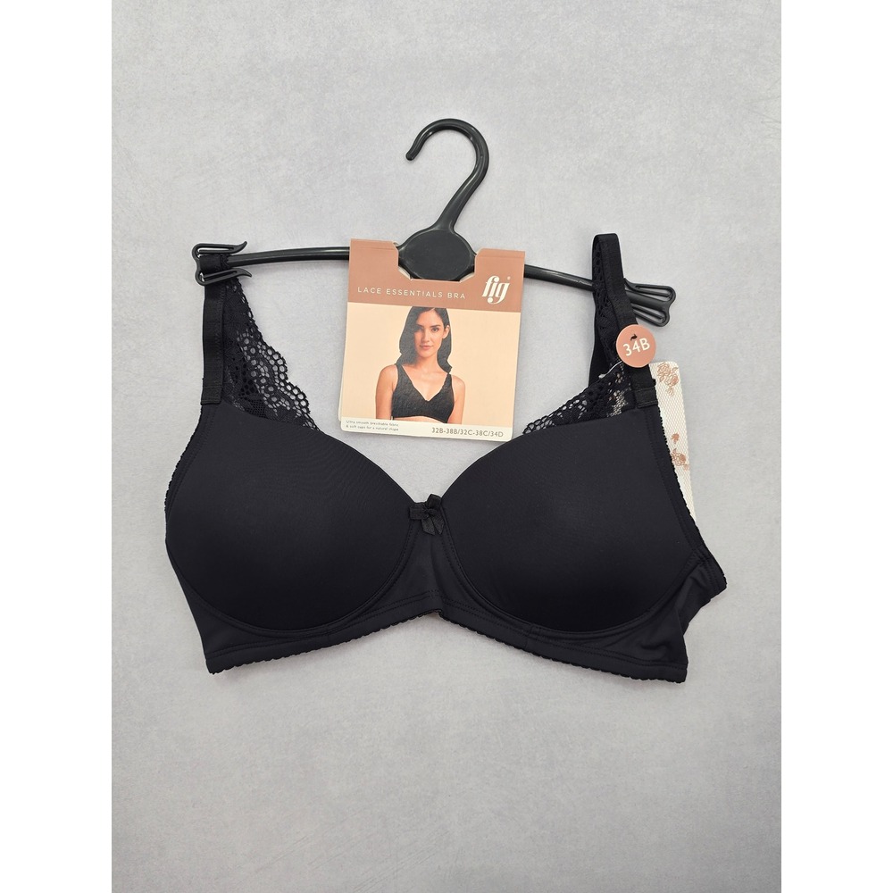 Black Lace Padded Soft Cup Bra 34B Wedding Fairy Sexy Royal Lingerie